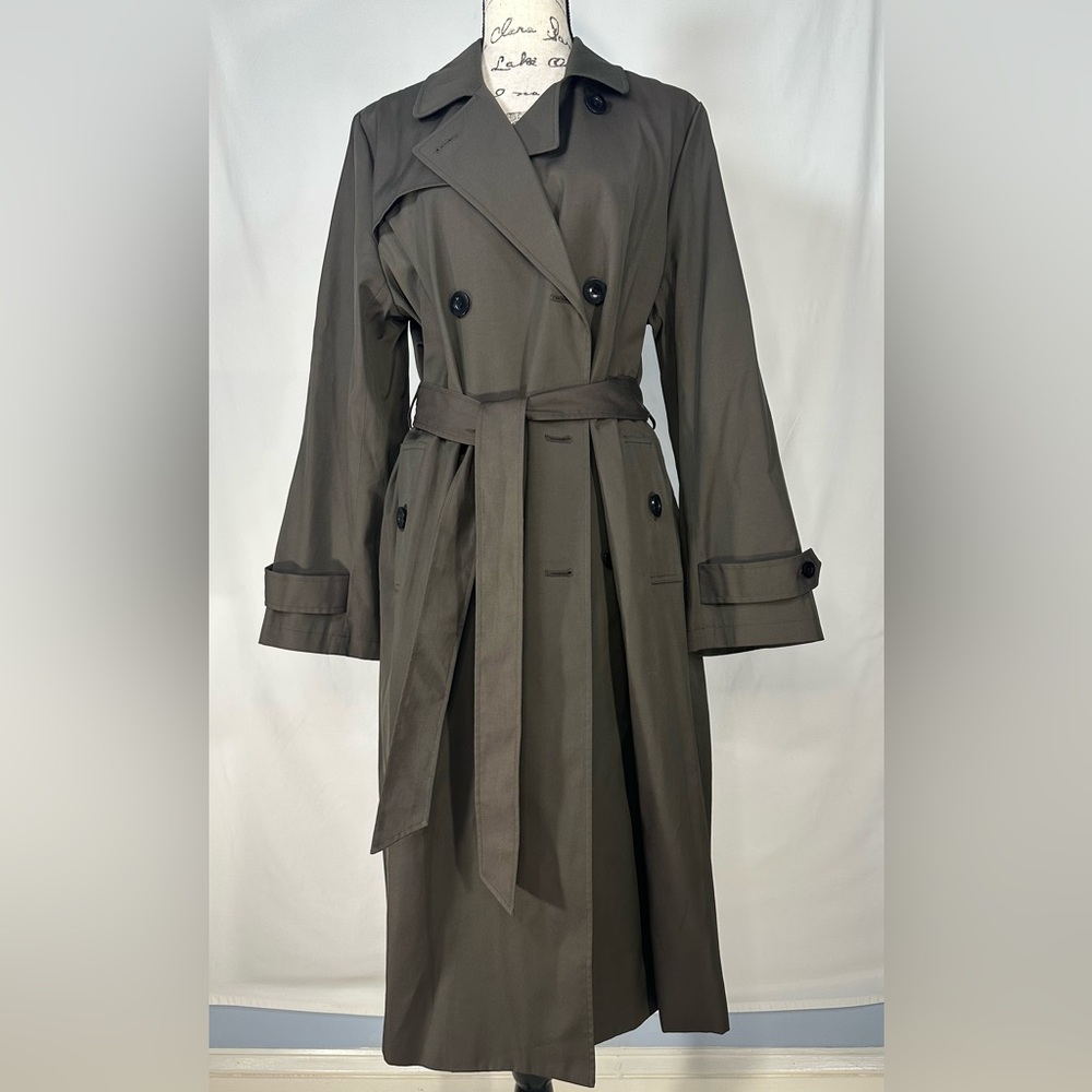 JENNI KAYNE Dark Loden Green Trench Coat XL Double Breasted Classic Fall capsule - Picture 3 of 12